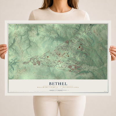 Map of Bethel, Delaware County, Pennsylvania, 18 x 24 inch unframed archival matte print