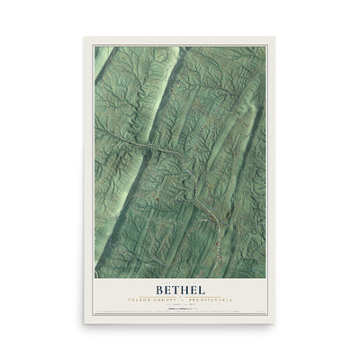 Map of Bethel, Fulton County, Pennsylvania, 12 x 18 inch unframed archival matte print