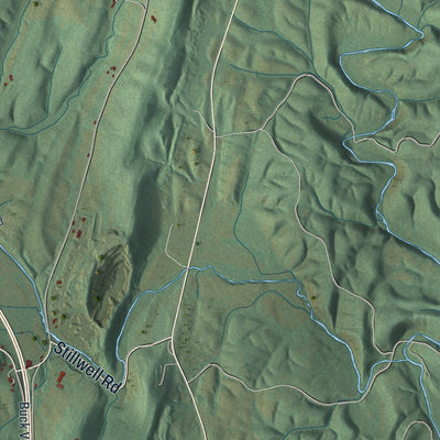 Second close-up of the map of Bethel, Fulton County, Pennsylvania print showing more streets and buildings