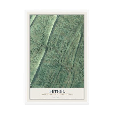 Map of Bethel, Fulton County, Pennsylvania, 12 x 18 inch print in a white wood frame
