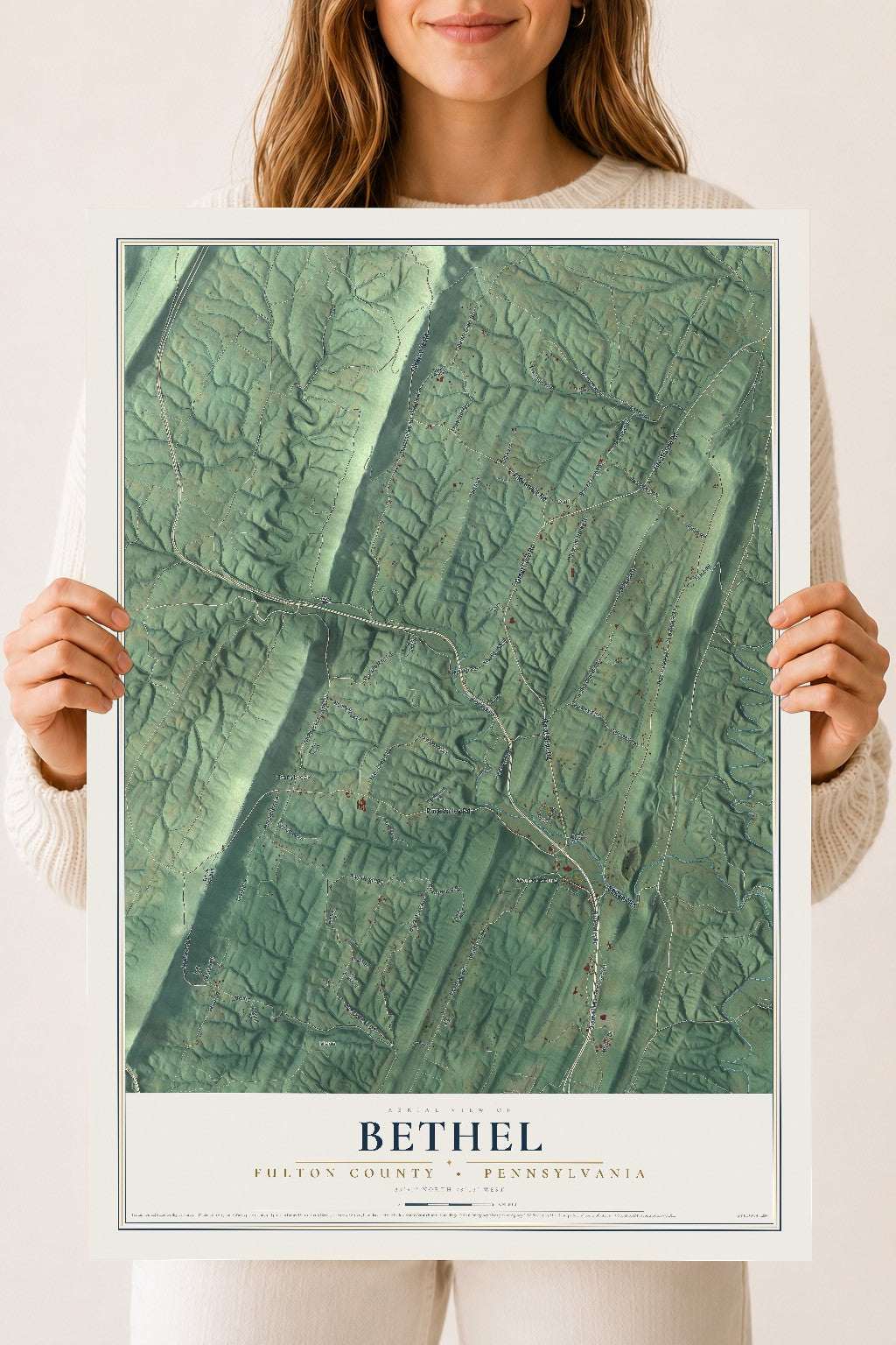 Map of Bethel, Fulton County, Pennsylvania, 18 x 24 inch unframed archival matte print