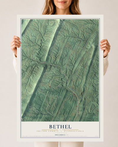 Map of Bethel, Fulton County, Pennsylvania, 24 x 36 inch unframed archival matte print