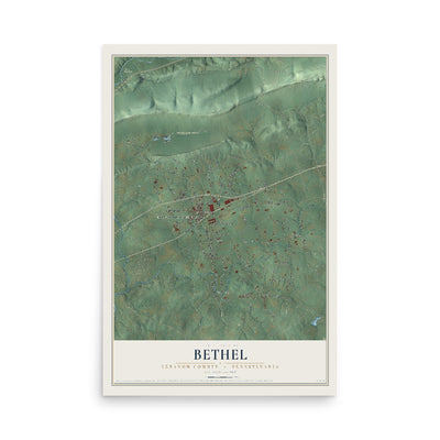 Map of Bethel, Lebanon County, Pennsylvania, 12 x 18 inch unframed archival matte print