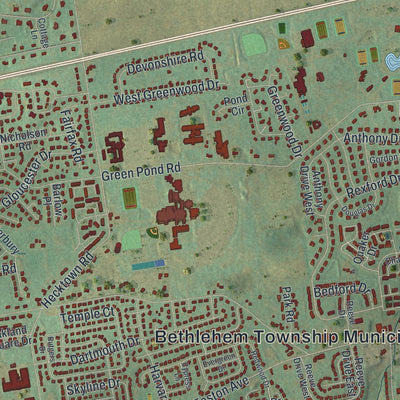 Second close-up of the map of Bethlehem, Northampton County, Pennsylvania print showing more streets and buildings