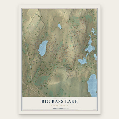 Big Bass Lake, Pennsylvania map print, the full design