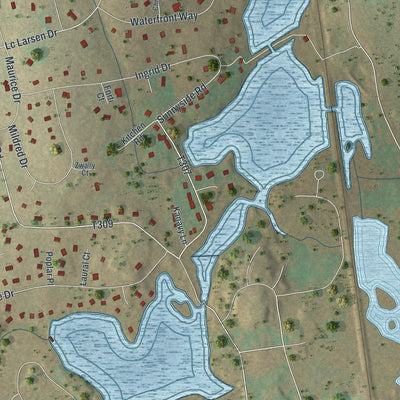 Close-up of the map of Big Bass Lake, Pennsylvania print showing street and building detail