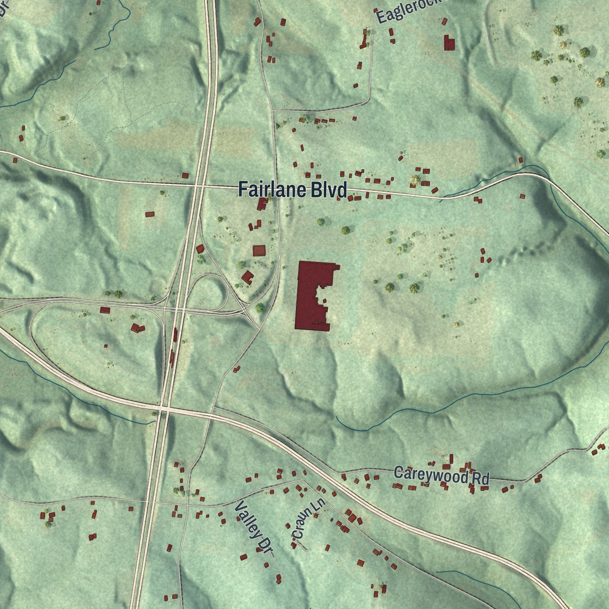 Second close-up of the map of Big Beaver, Pennsylvania print showing more streets and buildings