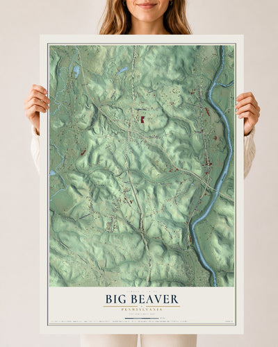 Map of Big Beaver, Pennsylvania, 24 x 36 inch unframed archival matte print