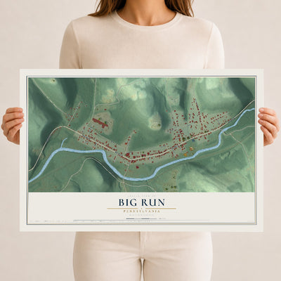 Map of Big Run, Pennsylvania, 12 x 18 inch unframed archival matte print