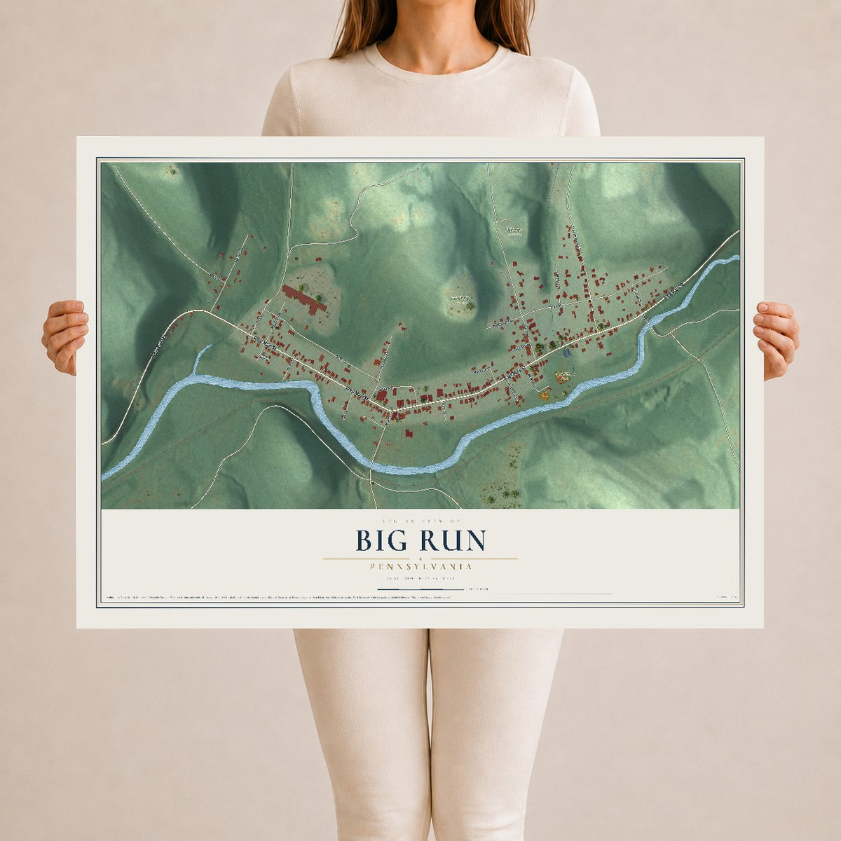 Map of Big Run, Pennsylvania, 24 x 36 inch unframed archival matte print