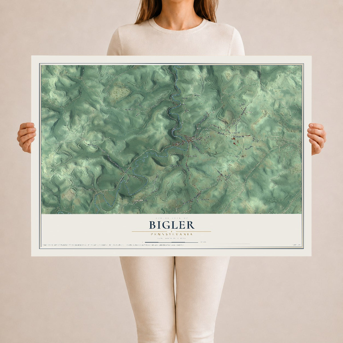 Map of Bigler, Pennsylvania, 24 x 36 inch unframed archival matte print