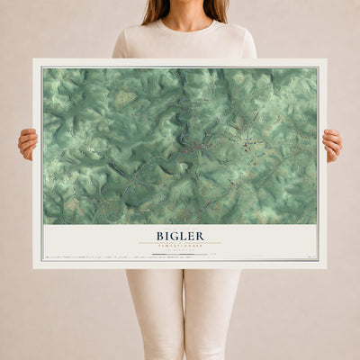Map of Bigler, Pennsylvania, 24 x 36 inch unframed archival matte print
