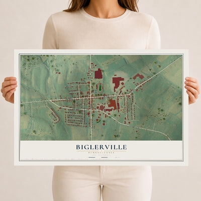 Map of Biglerville, Pennsylvania, 12 x 18 inch unframed archival matte print