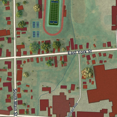 Close-up of the map of Biglerville, Pennsylvania print showing street and building detail