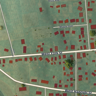 Second close-up of the map of Biglerville, Pennsylvania print showing more streets and buildings