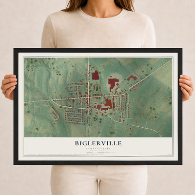 Map of Biglerville, Pennsylvania, 12 x 18 inch print in a black wood frame