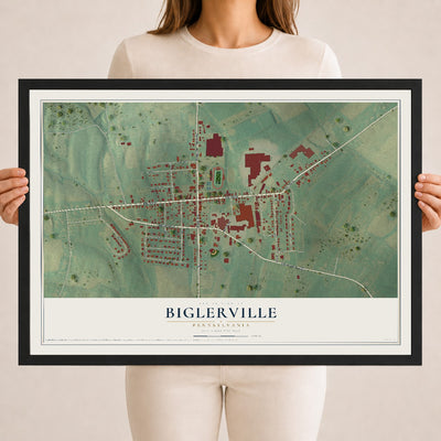 Map of Biglerville, Pennsylvania, 18 x 24 inch print in a black wood frame