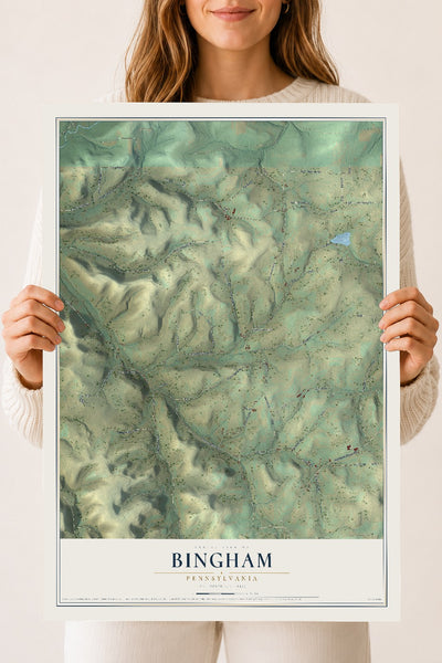 Map of Bingham, Pennsylvania, 18 x 24 inch unframed archival matte print