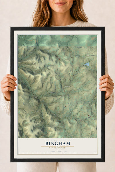 Map of Bingham, Pennsylvania, 18 x 24 inch print in a black wood frame