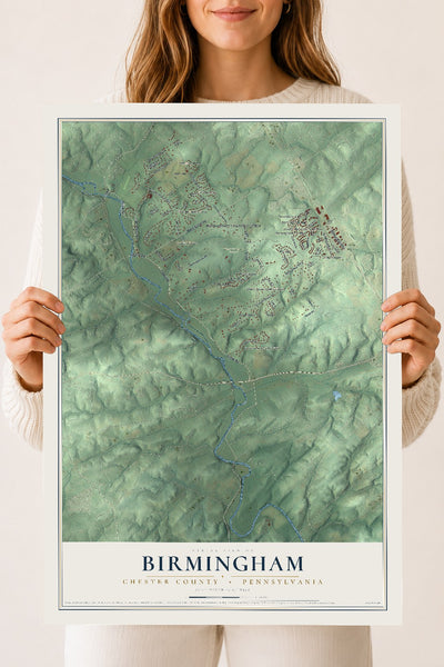 Map of Birmingham, Chester County, Pennsylvania, 18 x 24 inch unframed archival matte print