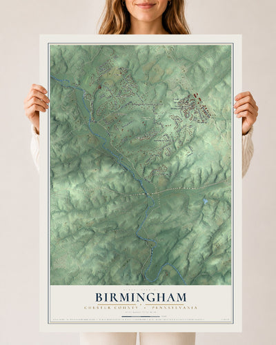 Map of Birmingham, Chester County, Pennsylvania, 24 x 36 inch unframed archival matte print