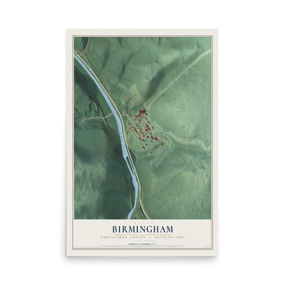 Map of Birmingham, Huntingdon County, Pennsylvania, 12 x 18 inch unframed archival matte print