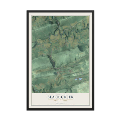 Map of Black Creek, Pennsylvania, 12 x 18 inch print in a black wood frame