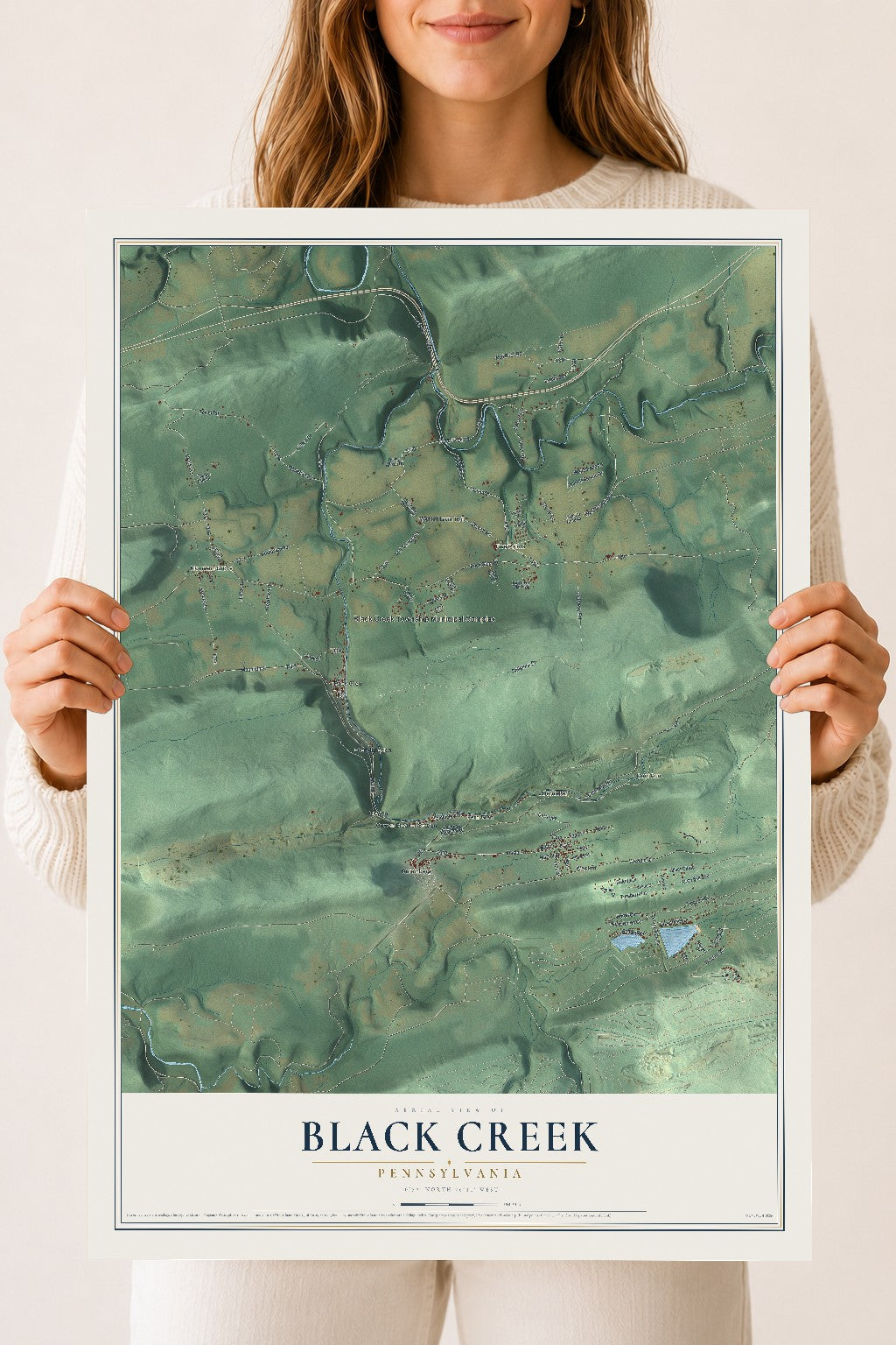 Map of Black Creek, Pennsylvania, 18 x 24 inch unframed archival matte print