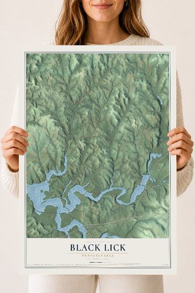 Map of Black Lick, Pennsylvania, 18 x 24 inch unframed archival matte print