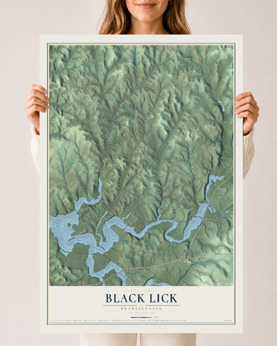 Map of Black Lick, Pennsylvania, 24 x 36 inch unframed archival matte print