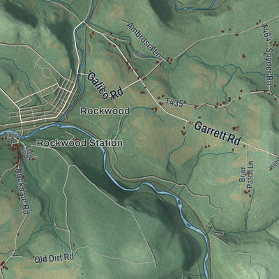 Close-up of the map of Black, Pennsylvania print showing street and building detail