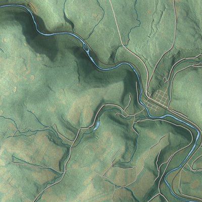 Second close-up of the map of Black, Pennsylvania print showing more streets and buildings