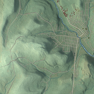 Close-up of the map of Blacklick, Pennsylvania print showing street and building detail