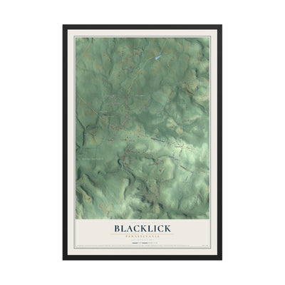 Map of Blacklick, Pennsylvania, 12 x 18 inch print in a black wood frame