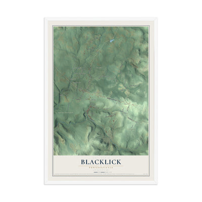Map of Blacklick, Pennsylvania, 12 x 18 inch print in a white wood frame
