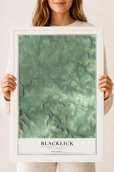 Map of Blacklick, Pennsylvania, 18 x 24 inch print in a white wood frame