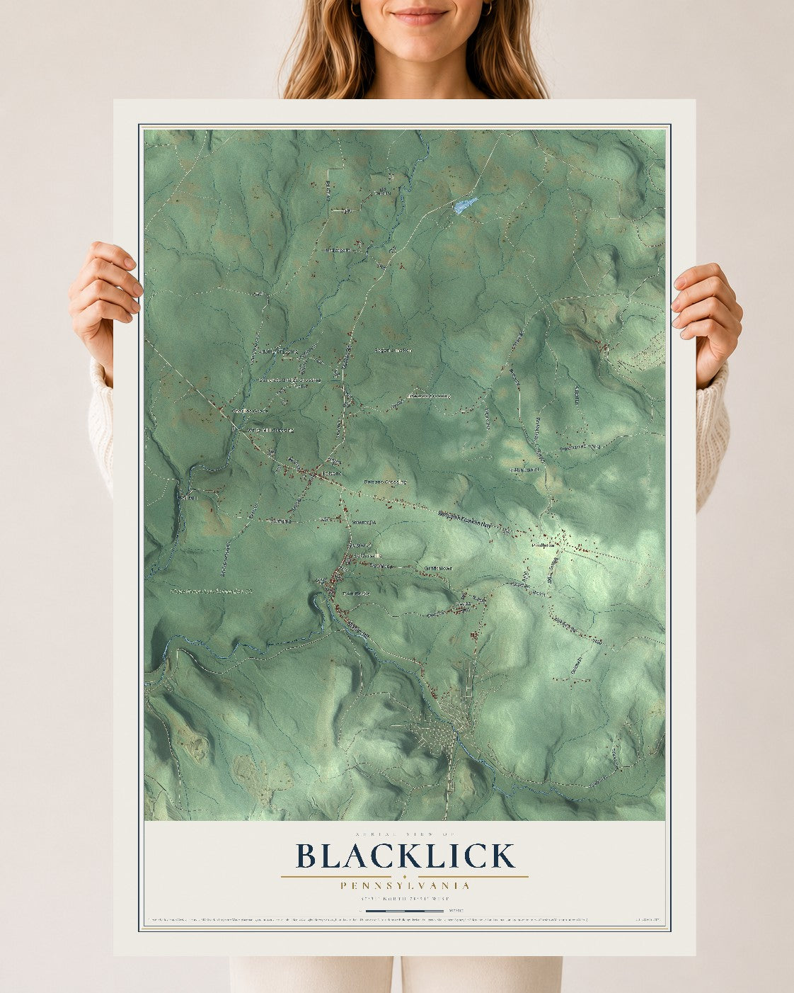 Map of Blacklick, Pennsylvania, 24 x 36 inch unframed archival matte print