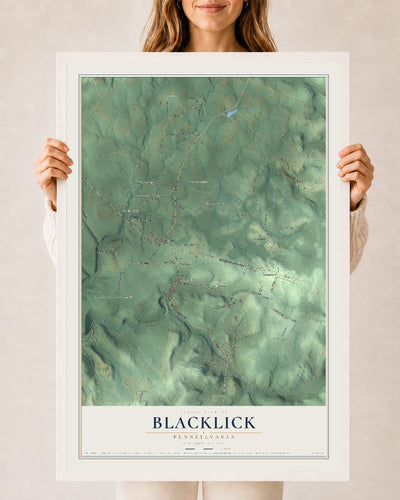 Map of Blacklick, Pennsylvania, 24 x 36 inch print in a white wood frame