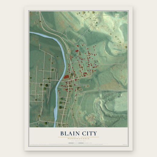 Blain City, Pennsylvania map print, the full design