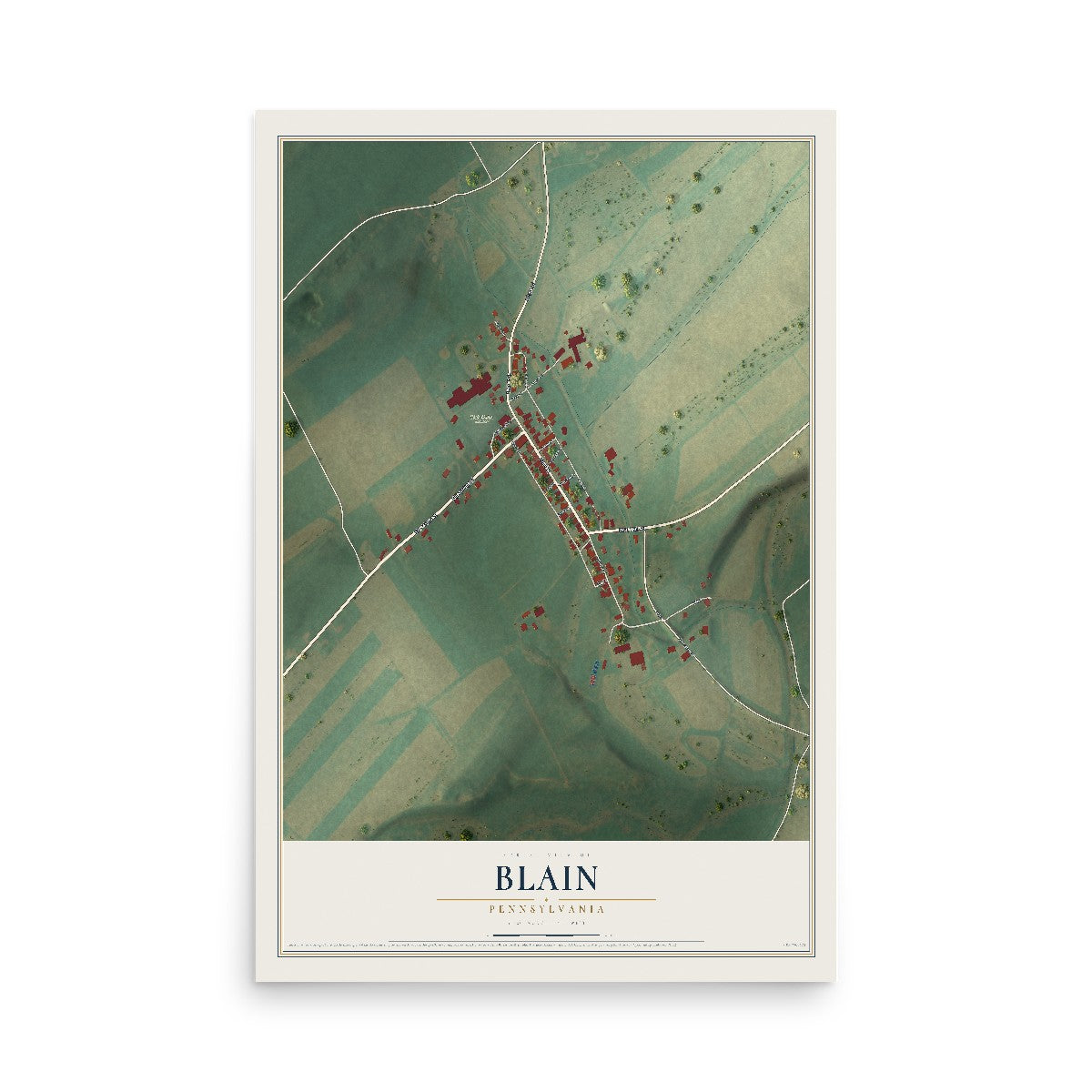 Map of Blain, Pennsylvania, 12 x 18 inch unframed archival matte print