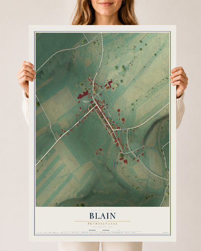 Map of Blain, Pennsylvania, 24 x 36 inch unframed archival matte print