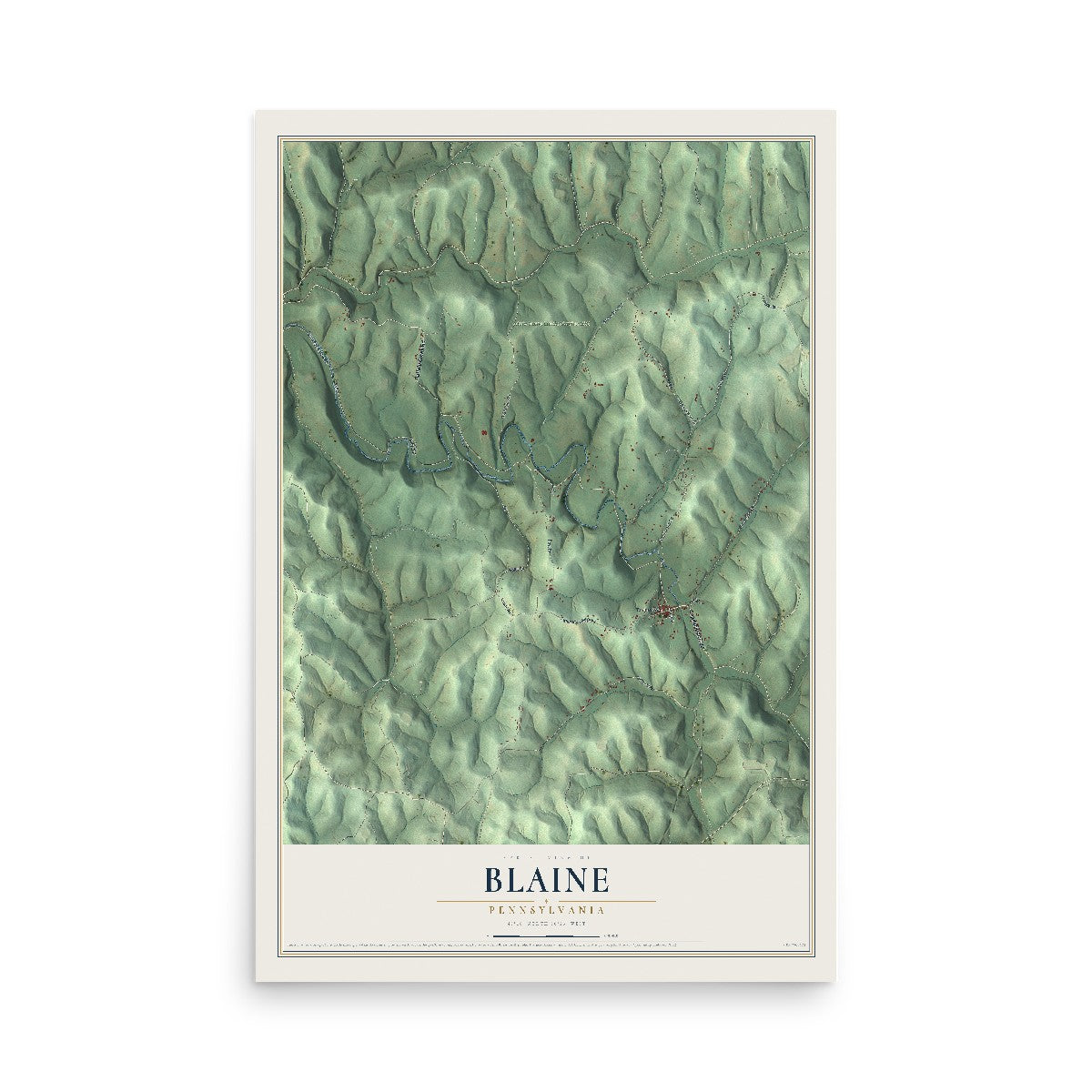 Map of Blaine, Pennsylvania, 12 x 18 inch unframed archival matte print