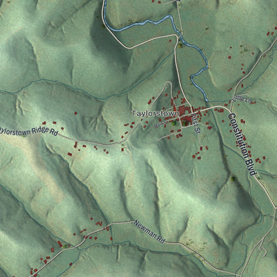 Close-up of the map of Blaine, Pennsylvania print showing street and building detail