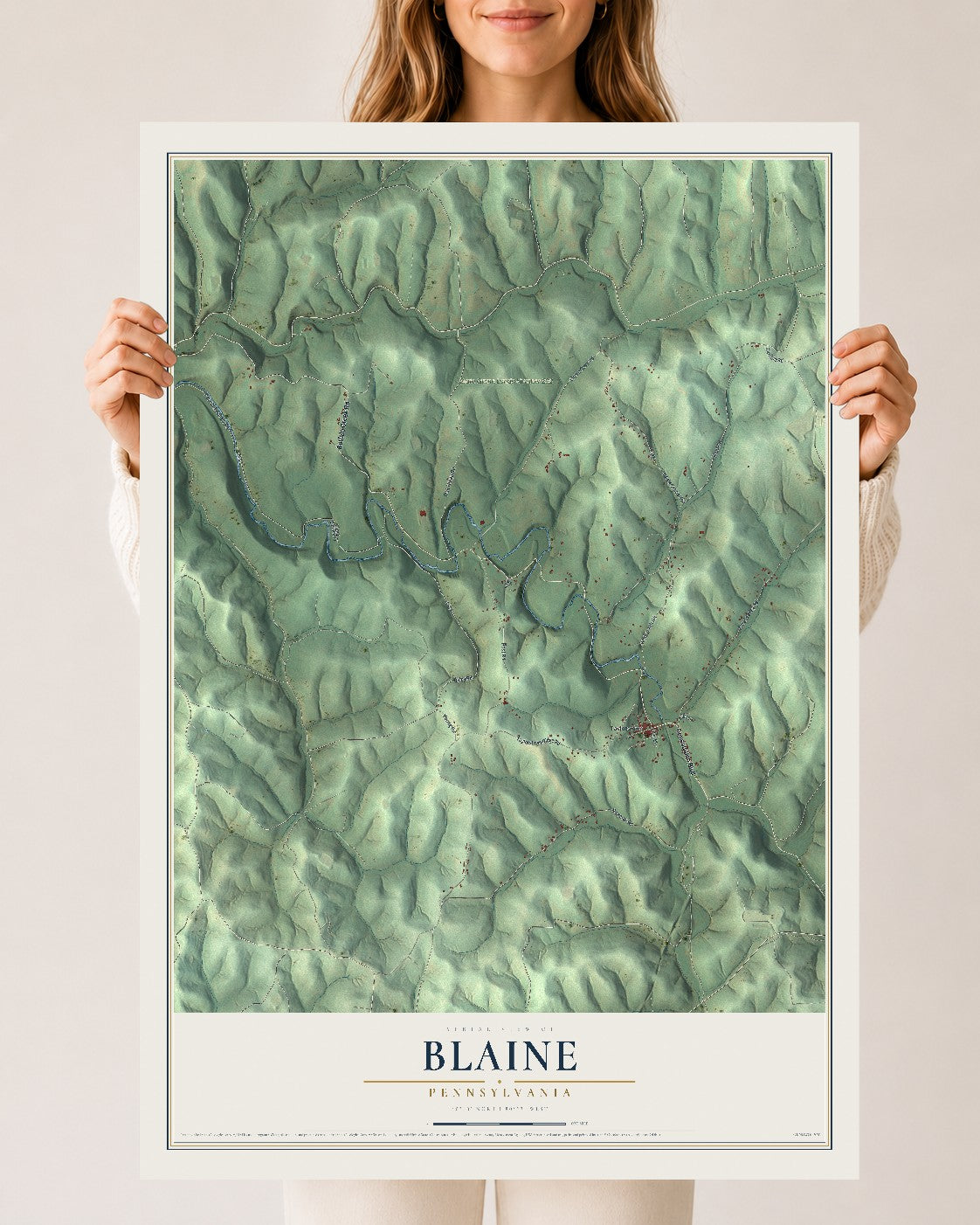 Map of Blaine, Pennsylvania, 24 x 36 inch unframed archival matte print