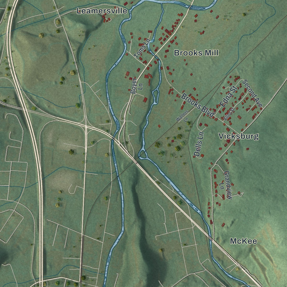 Second close-up of the map of Blair, Pennsylvania print showing more streets and buildings
