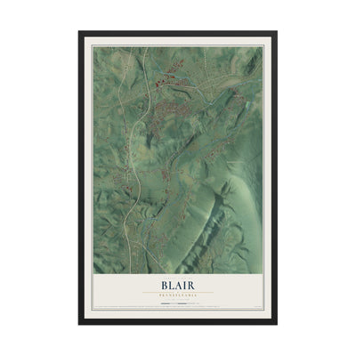 Map of Blair, Pennsylvania, 12 x 18 inch print in a black wood frame