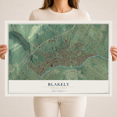 Map of Blakely, Pennsylvania, 18 x 24 inch unframed archival matte print