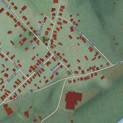Close-up of the map of Blanchard, Pennsylvania print showing street and building detail