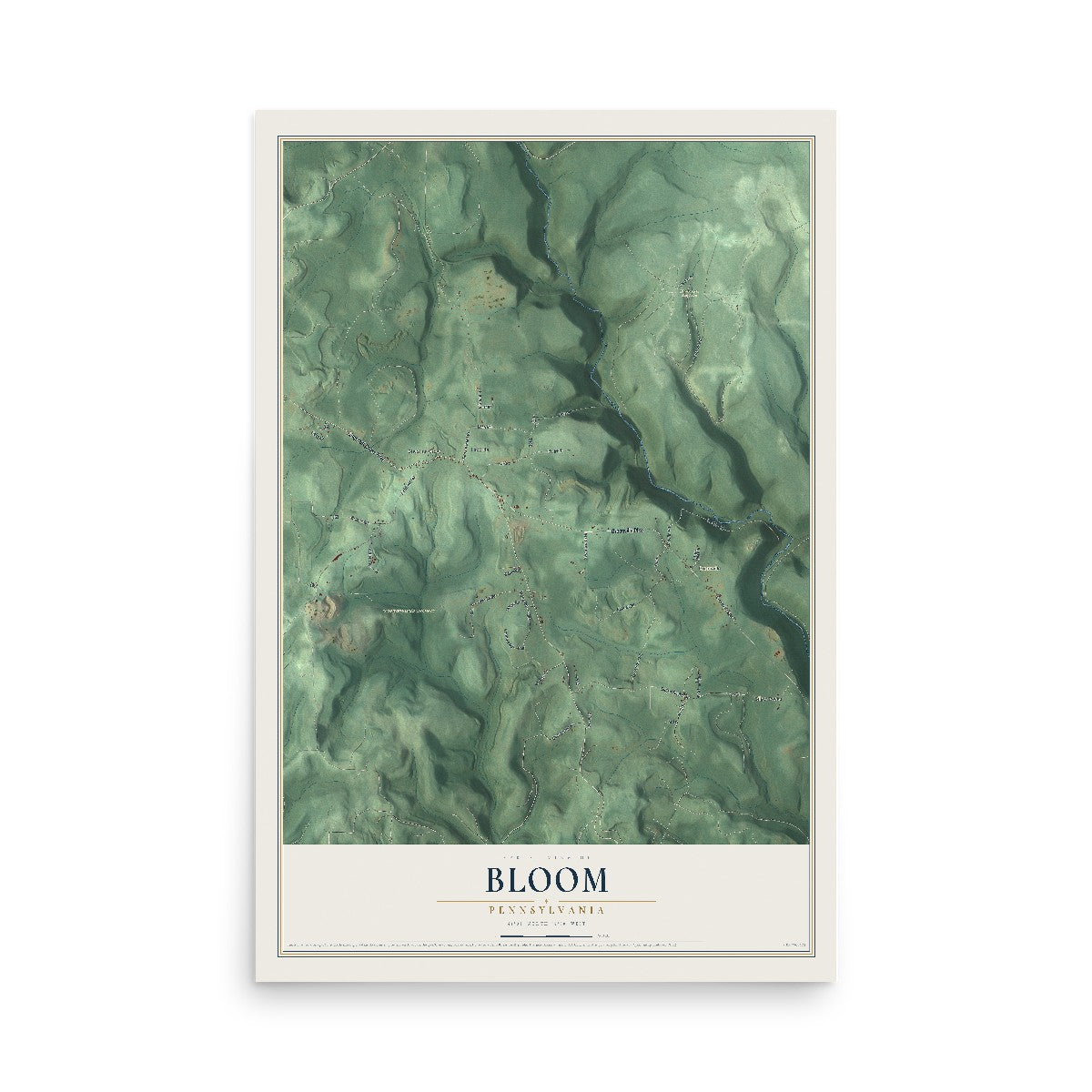 Map of Bloom, Pennsylvania, 12 x 18 inch unframed archival matte print