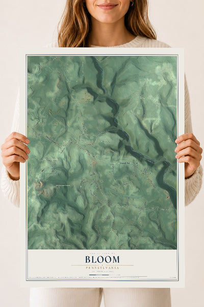 Map of Bloom, Pennsylvania, 18 x 24 inch unframed archival matte print